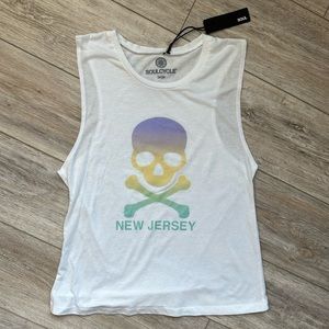 Soulcycle Womens White Graphic Muscle Tee Large NWT